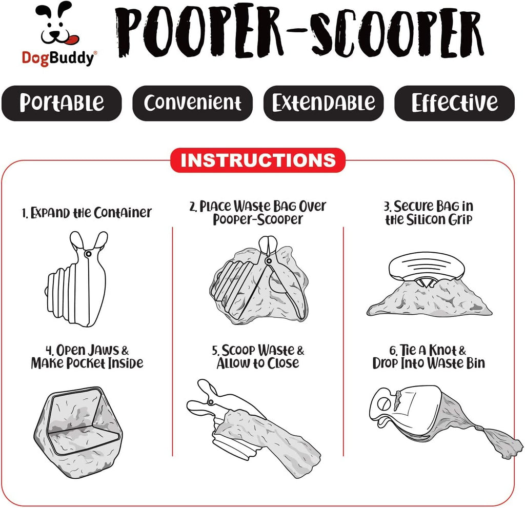 Pooper Scooper, Portable Dog Pooper Scooper, Poop Scooper for Small and Large Dogs, Pooper Scooper with Bag Attachment, Leash Clip and Dog Waste Bags Included (Medium, Kiwi)